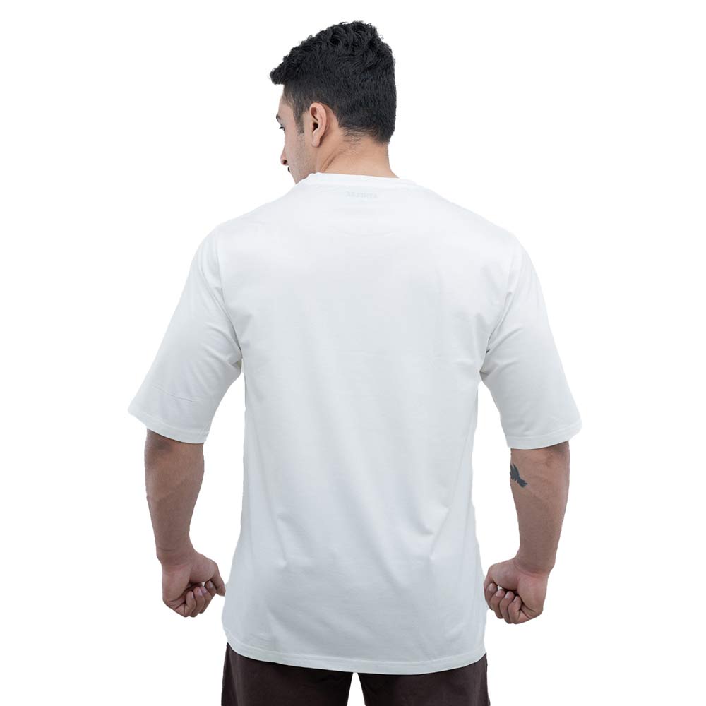 6 - Athflex Men's Premium Training Oversize Half-Sleeve T-Shirt,  Large  White 