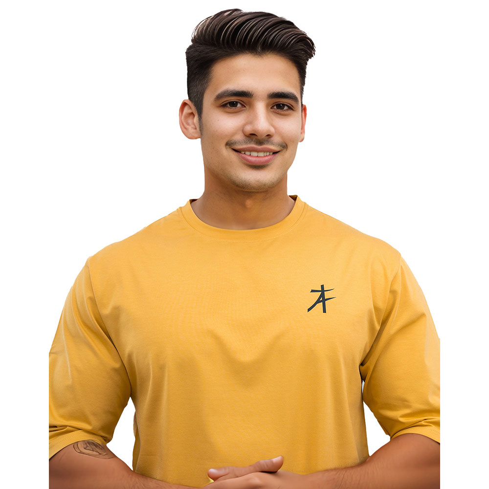 4 - Athflex Men's Premium Training Oversize Half-Sleeve T-Shirt,  Large  Yellow 