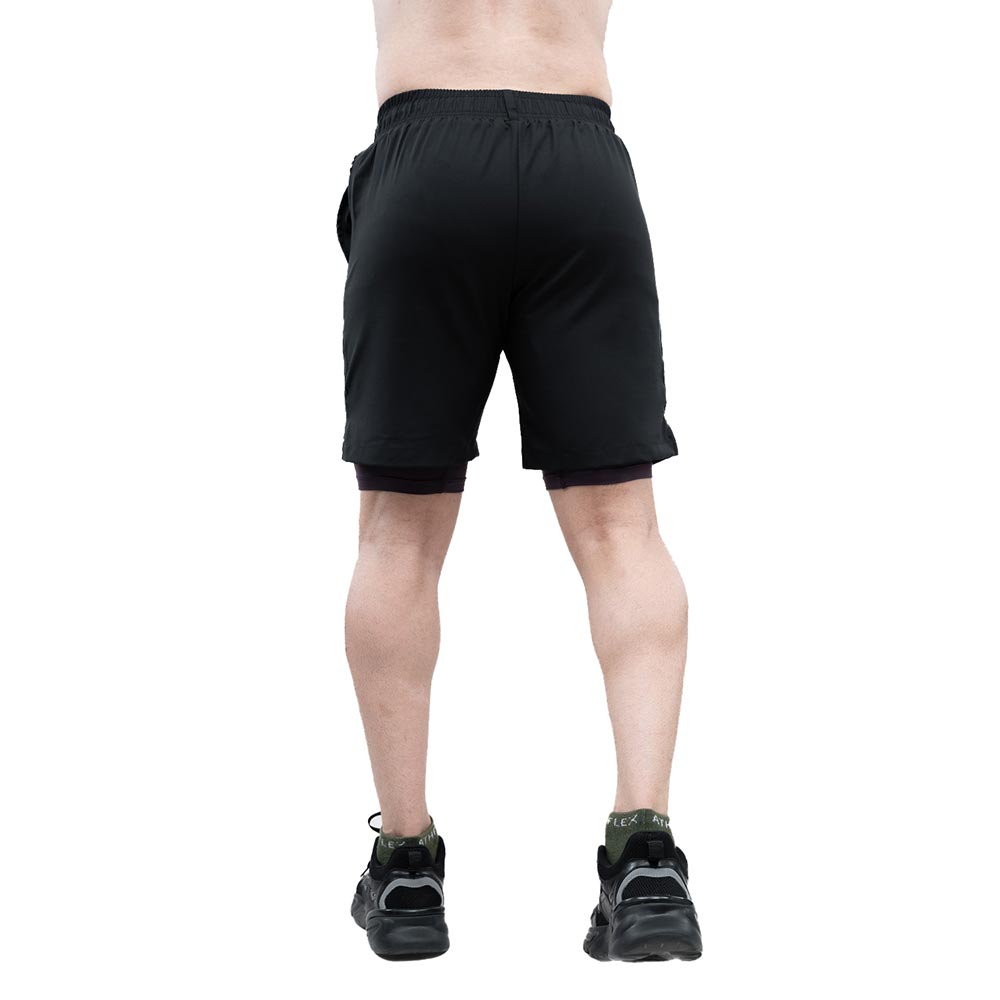 4 - Athflex Men's Nylon-Spandex Workout 2in1 Shorts,  Large  Black 