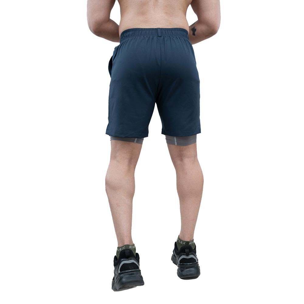 4 - Athflex Men's Nylon-Spandex Workout 2in1 Shorts,  Medium  Navy Blue 