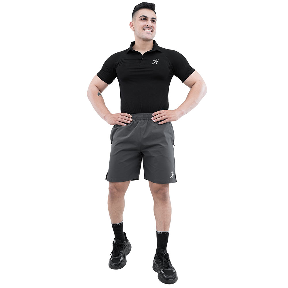 9 - Athflex Men's Regular fit Knee Length Velocity Slit Shorts,  Small  Grey 