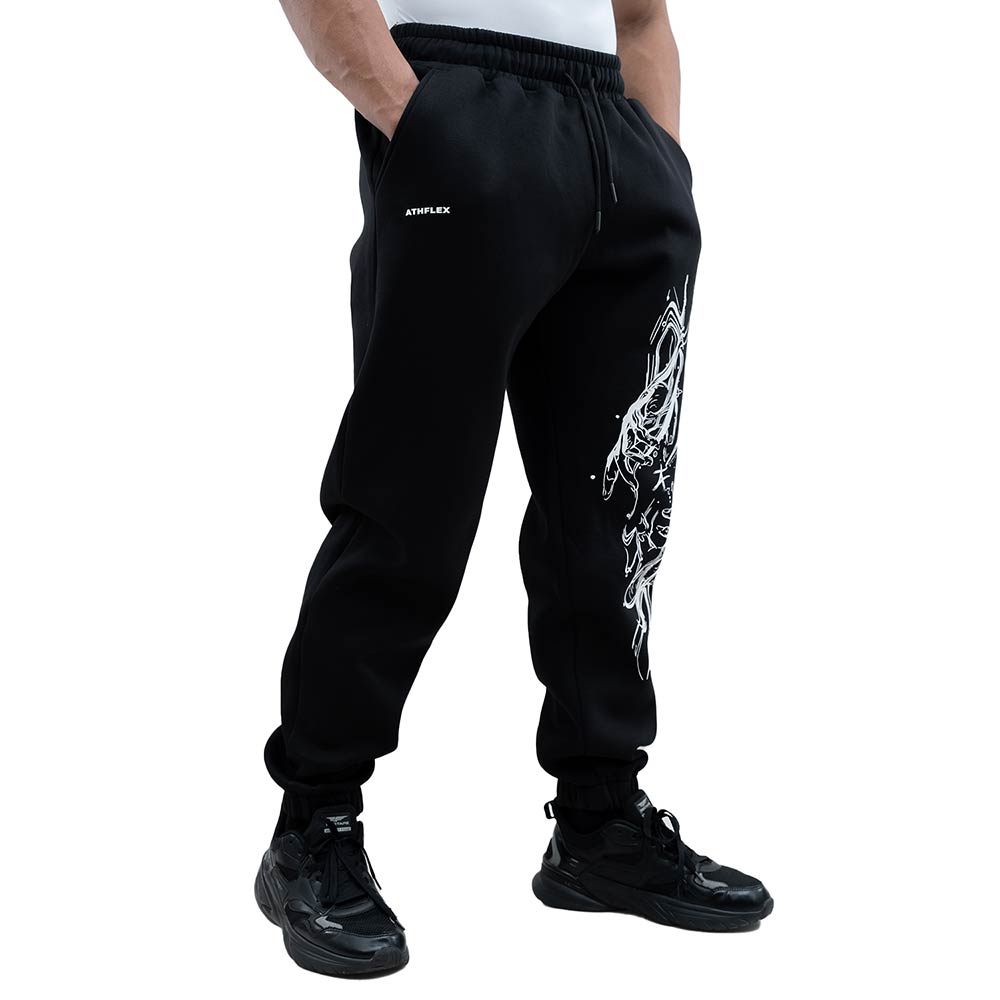 2 - Athflex Men's Relaxed fit Dark Flex Joggers,  Black  Large 