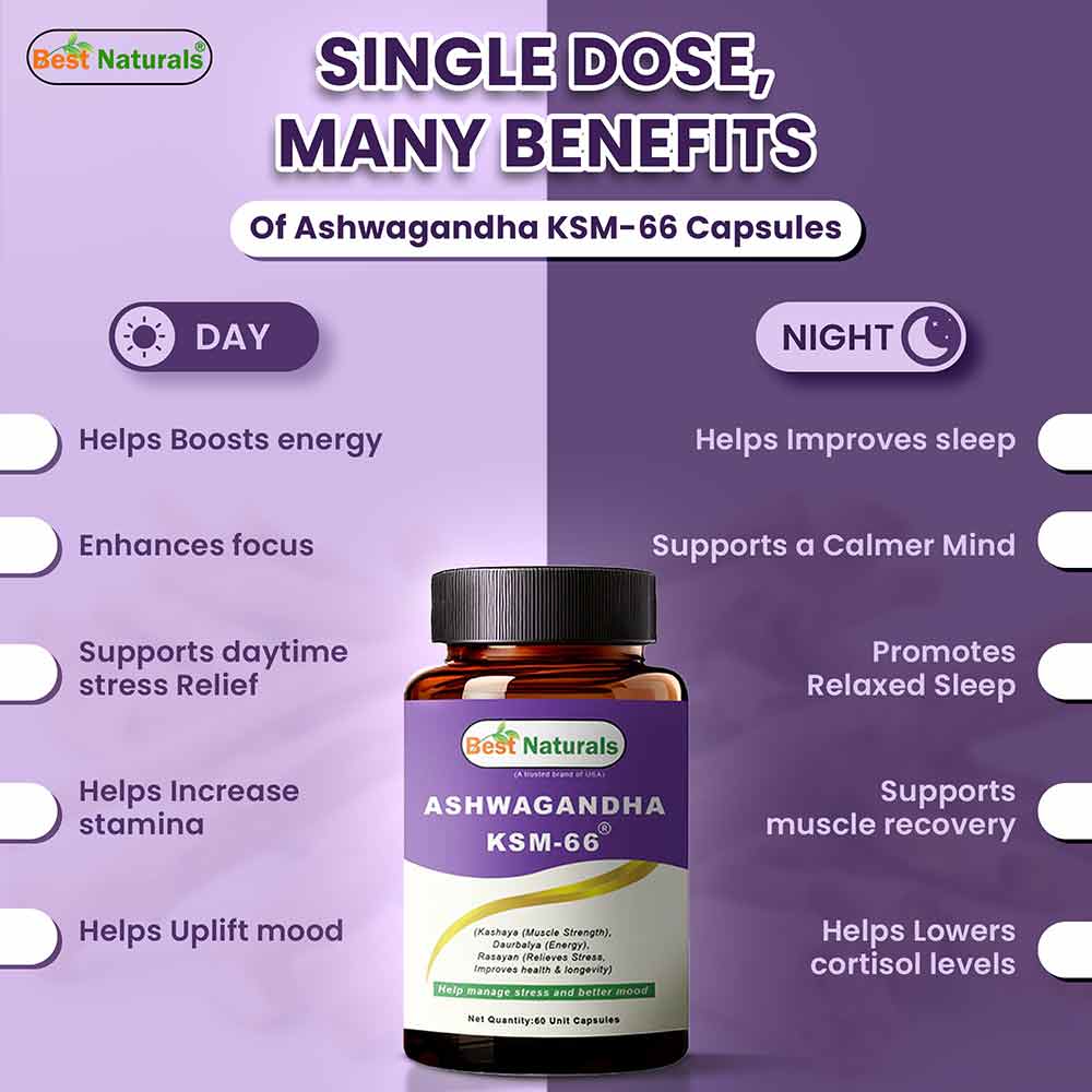4 - Best Naturals Ashwagandha KSM-66,  60 capsules 