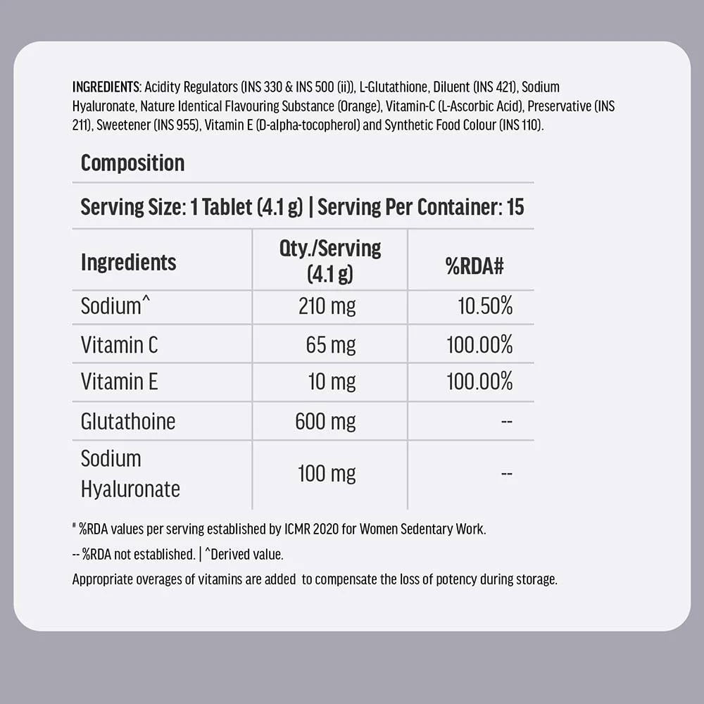 1 - HK Vitals Glutathione Effervescent with Vitamin C,  Orange  30 tablet(s)