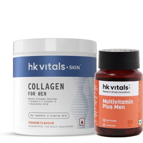 HealthKart HK Vitals Collagen for Men 200 g and Multivitamin Plus Men 30 tabs combo