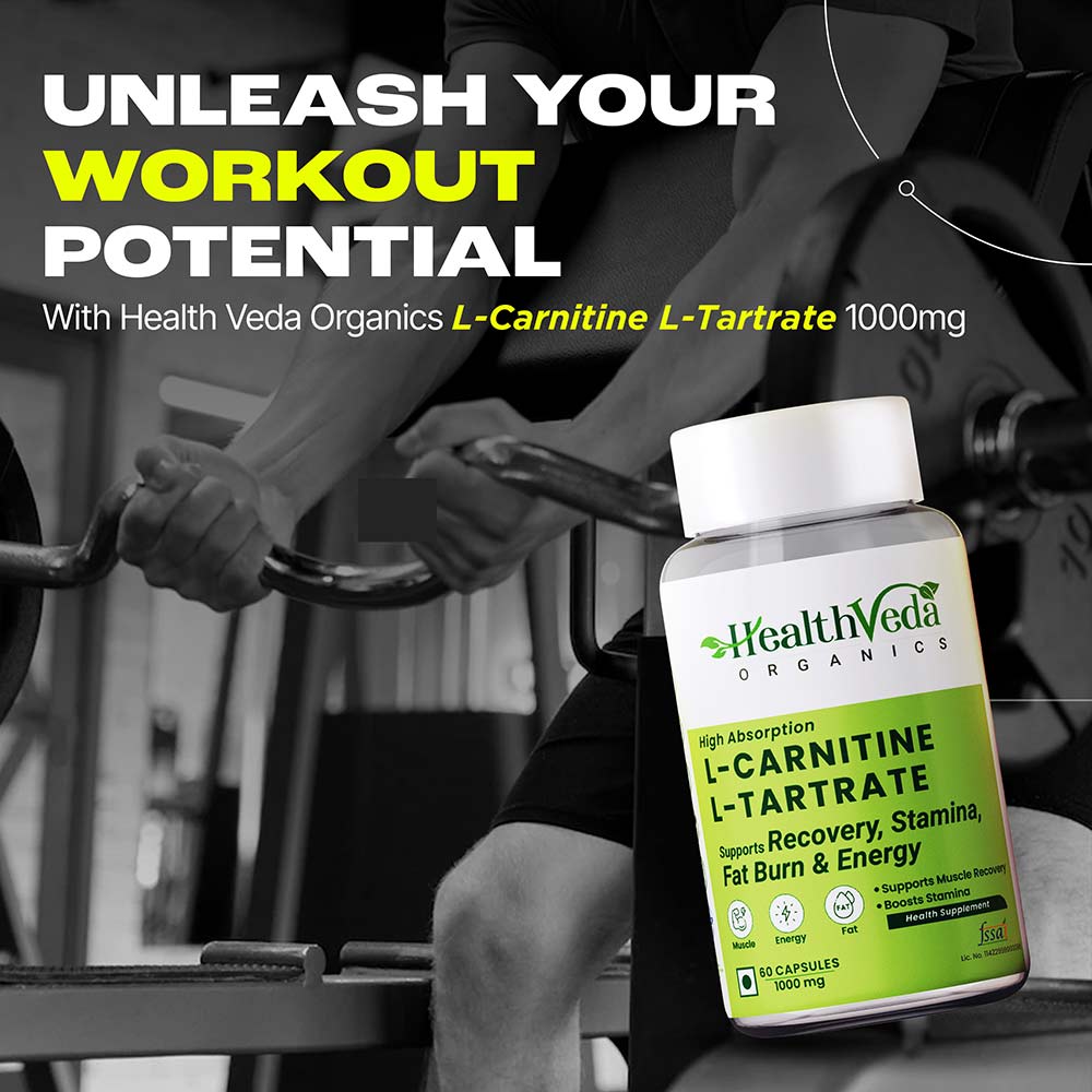 2 - Health Veda Organics L-Carnitine L-Tartrate,  60 capsules  Unflavoured 