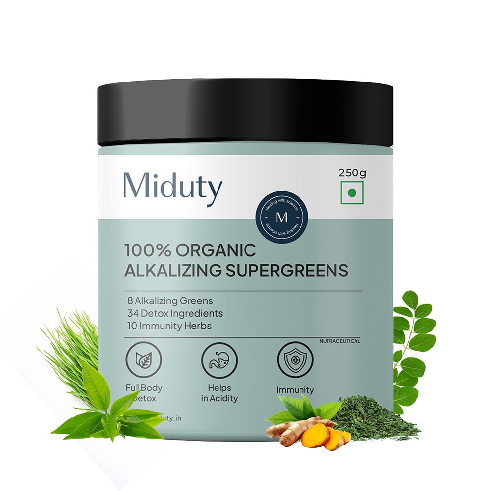6 - Miduty 100% Organic Alkalizing Supergreens,  250 g 