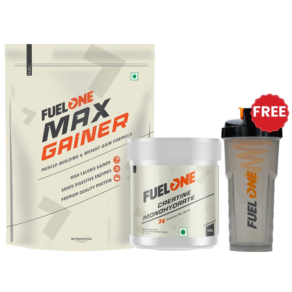 Fuel One Max Gainer 1kg Chocolate & Creatine Monohydrate 100g Combo
