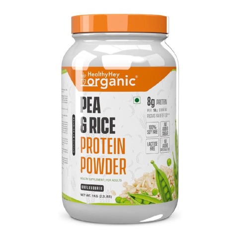 1 - HealthyHey Nutrition Organic Pea & Rice Protein Powder,  2.2 lb  Unflavoured 