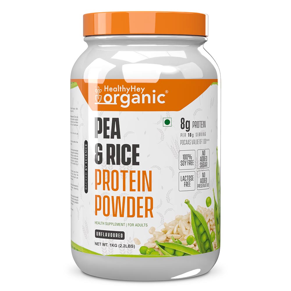 1 - HealthyHey Nutrition Organic Pea & Rice Protein Powder,  2.2 lb  Unflavoured 