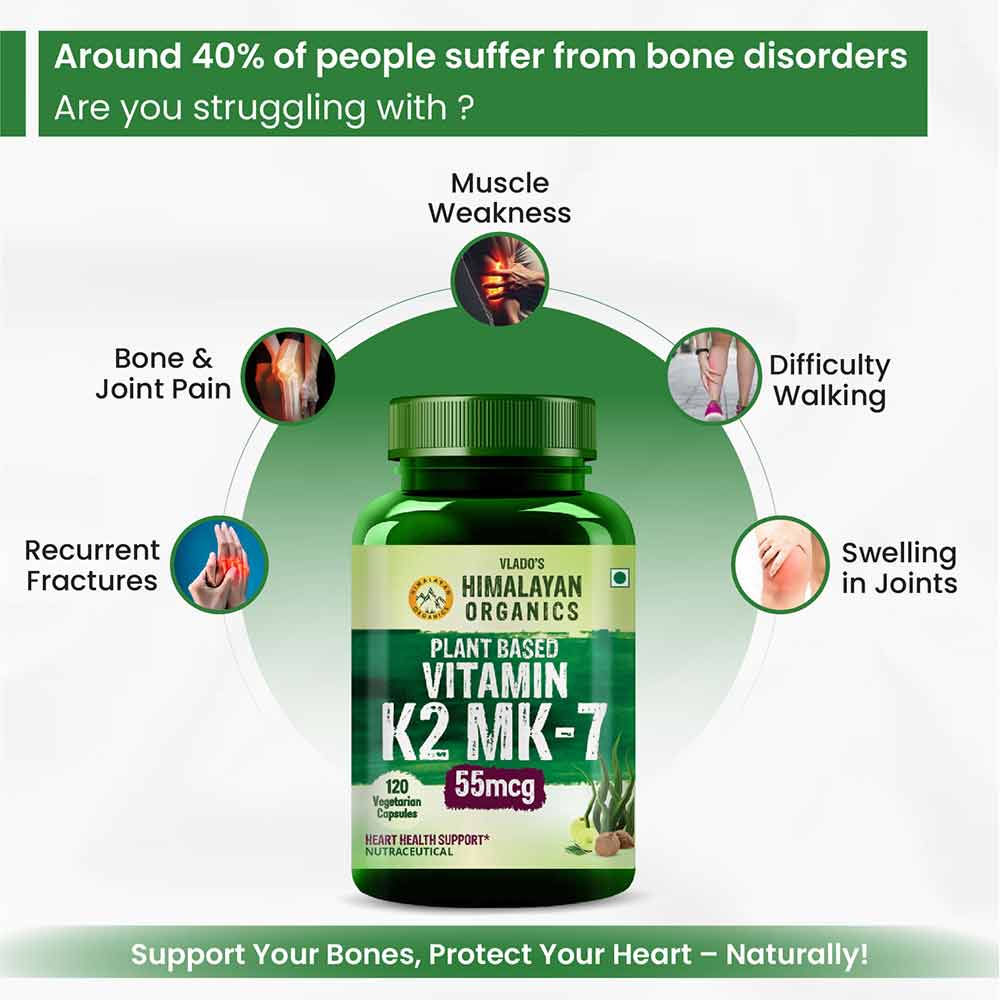 6 - Vlado's Himalayan Organics Plant Based Vitamin K2 MK-7 55mcg,  Unflavoured  120 veggie capsule(s) 