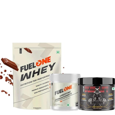 Whey Protein 1 kg Chocolate & 100g Creatine Monohydrate & Pre Workout Combo
