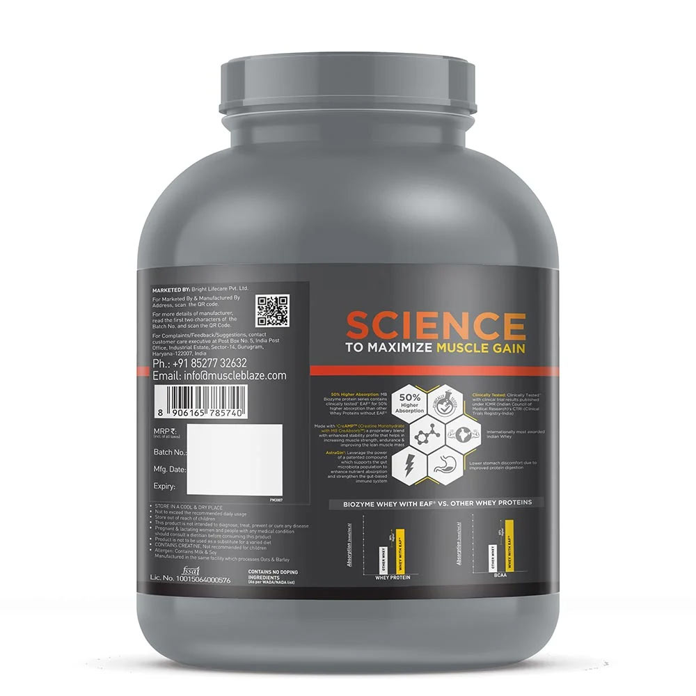 3 - MuscleBlaze Biozyme Performance Whey PR OP,  4.4 lb  Cookies & Cream 