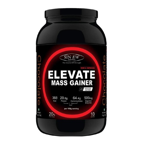 Sinew Nutrition Elevate Mass Gainer with Digestive Enzymes,  2.2 lb  Chocolate 