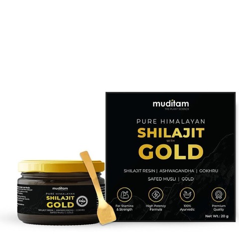1 - Muditam Pure Himalayan Shilajit with Gold,  20 g 