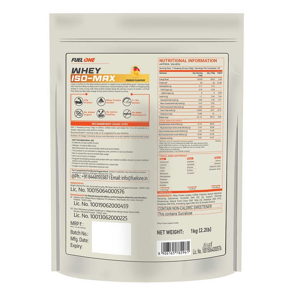3 - Fuel One Whey Iso-Max Powder,  2.2 lb  Mango 