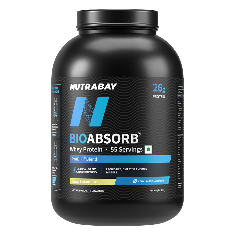 1 - Nutrabay BioAbsorb Whey Protein,  4.4 lb  Kesar Badam Pista 