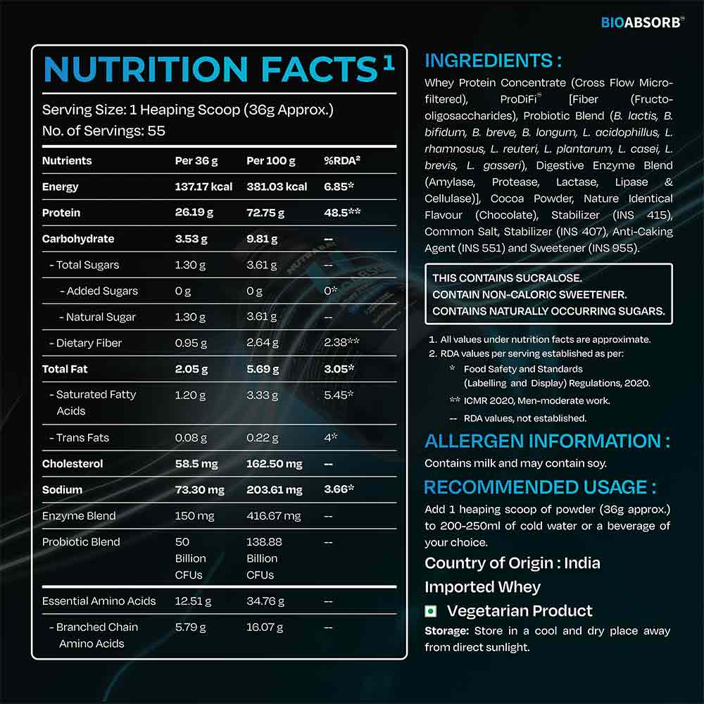 6 - Nutrabay BioAbsorb Whey Protein,  4.4 lb  Milk Chocolate 