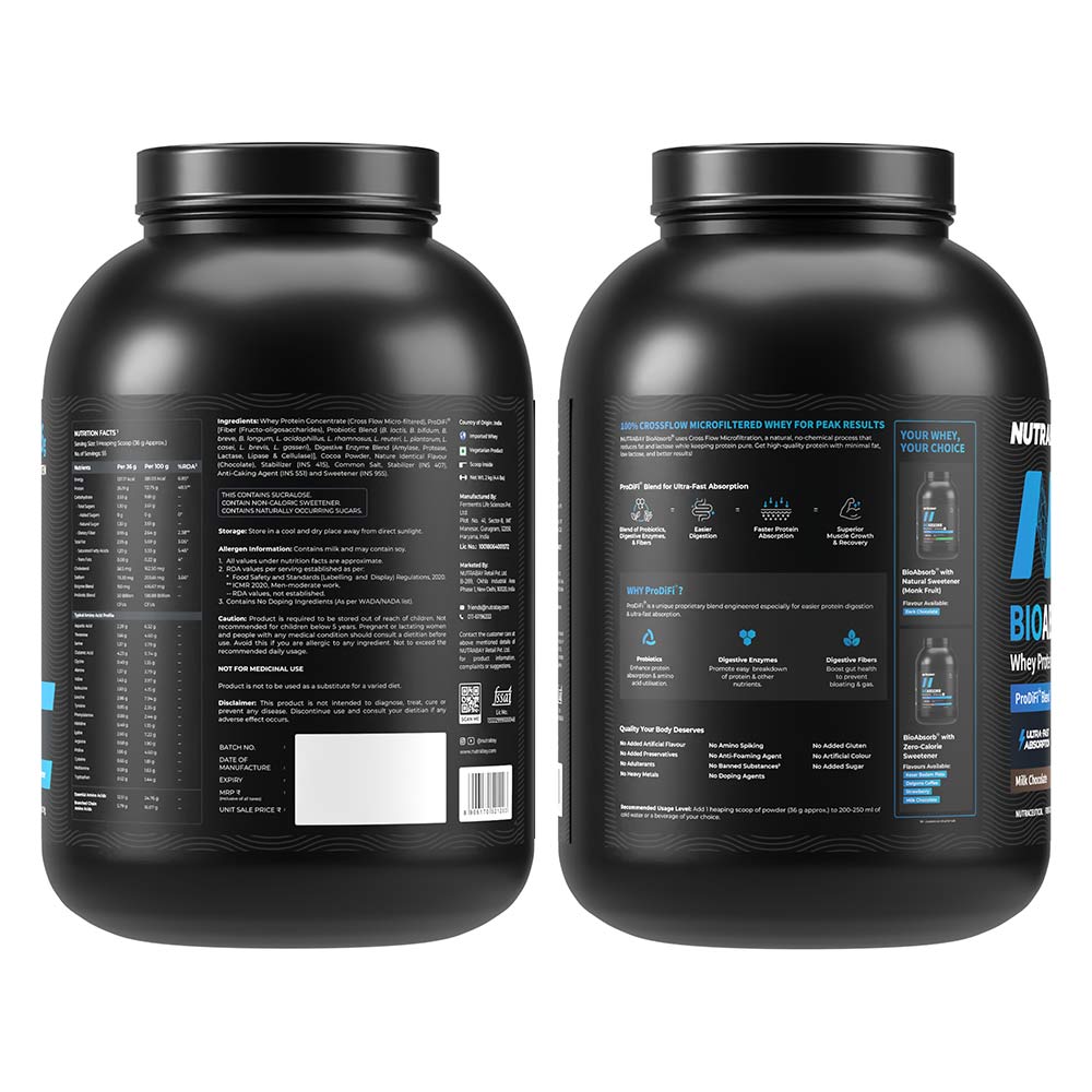 9 - Nutrabay BioAbsorb Whey Protein,  4.4 lb  Milk Chocolate 