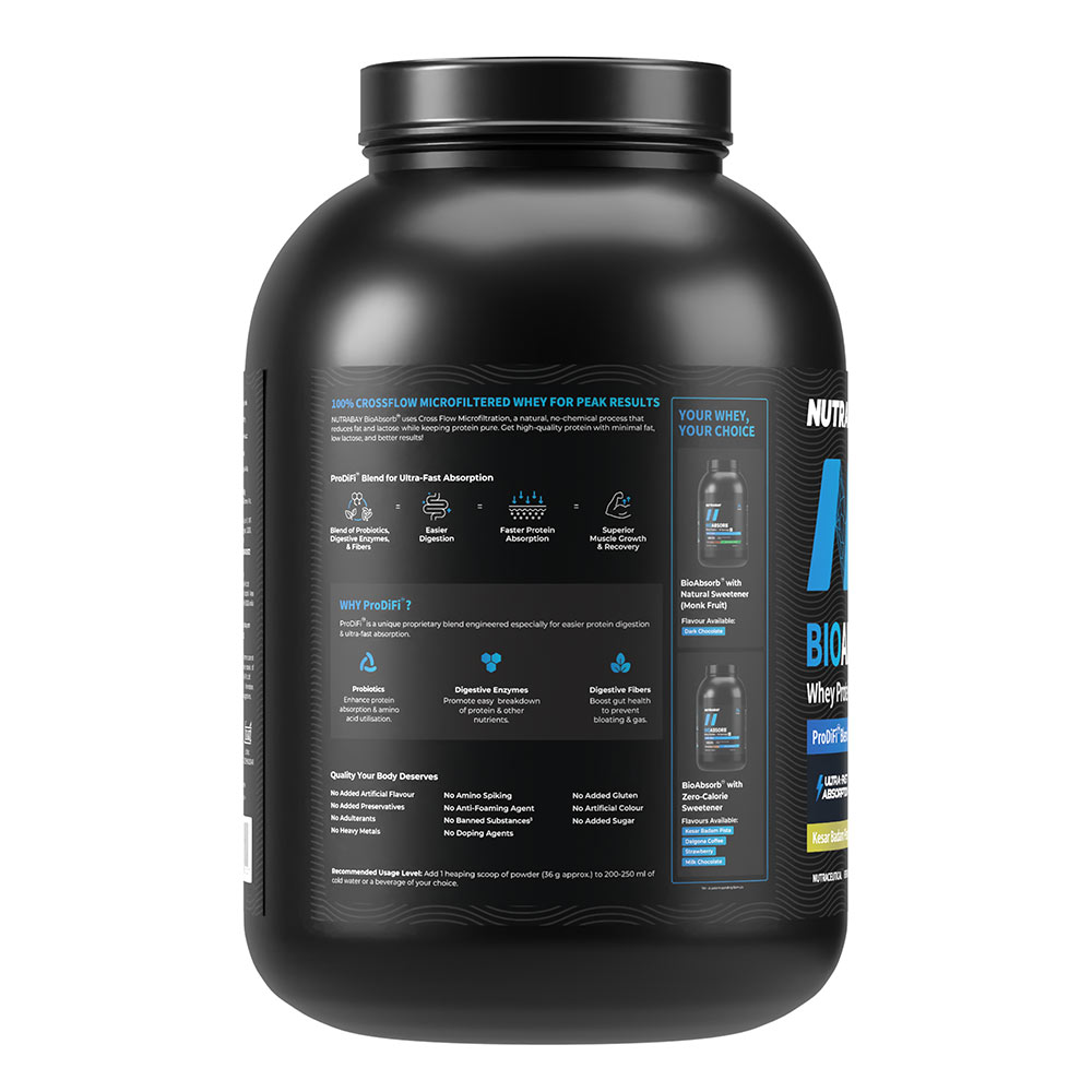 7 - Nutrabay BioAbsorb Whey Protein,  4.4 lb  Kesar Badam Pista 