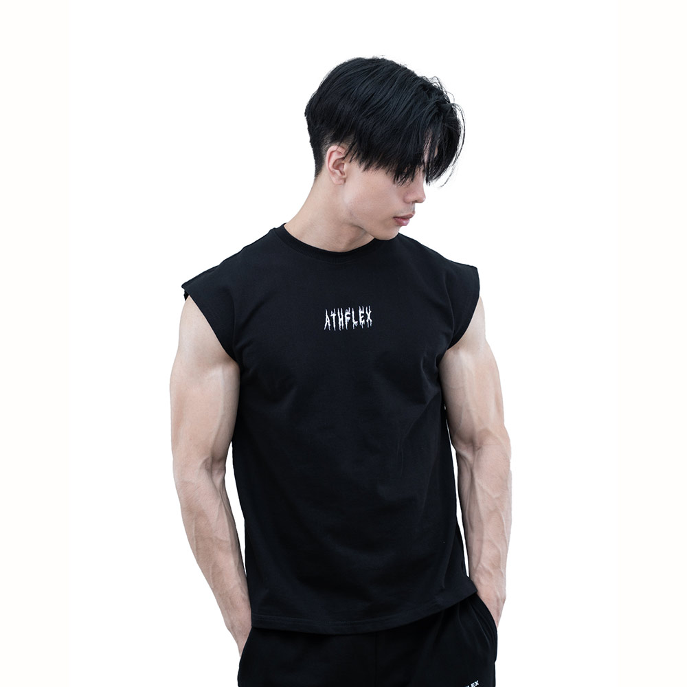 1 - Athflex Men's Relaxed Fit Dark Flex Sleeveless Tank Top,  XXL  Black 
