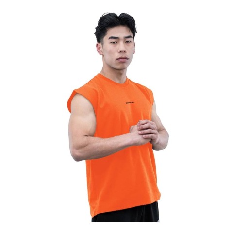 1 - Athflex Men's Sleeveless Elevate Boxy Tank,  Large  Orange 