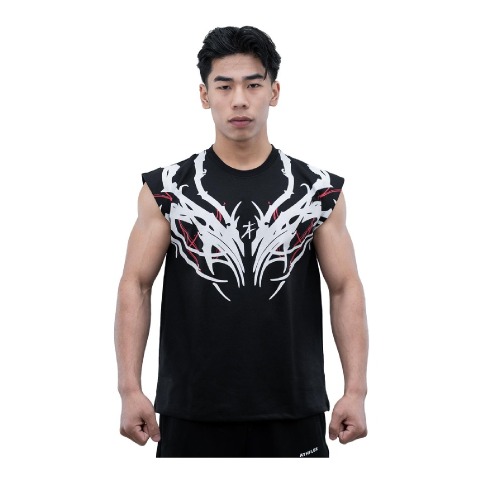 1 - Athflex Men's Sleeveless Tribal Boxy Tank,  Small  Black 