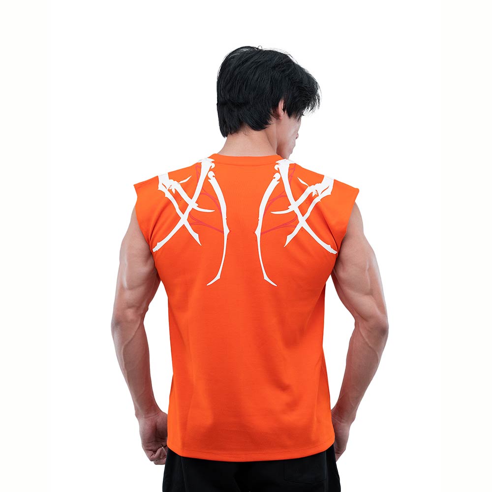 3 - Athflex Men's Sleeveless Tribal Boxy Tank,  Small  Orange 