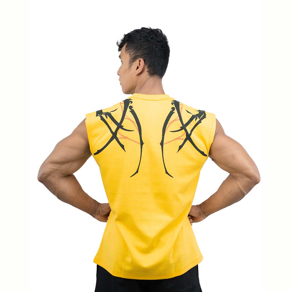 4 - Athflex Men's Sleeveless Tribal Boxy Tank,  Medium  Yellow 