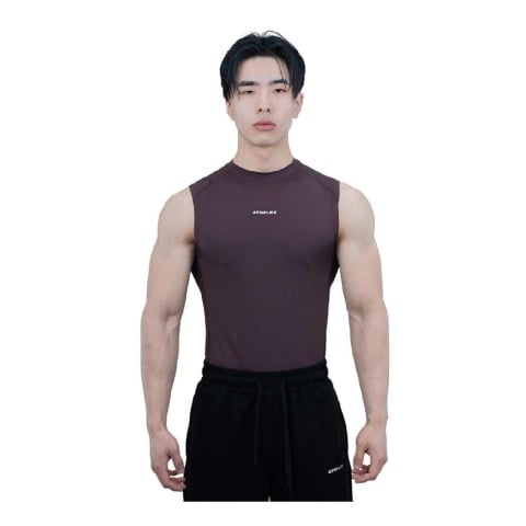 1 - Athflex Men's Sleeveless Ace Compression Tank,  XXL  Aubergine 