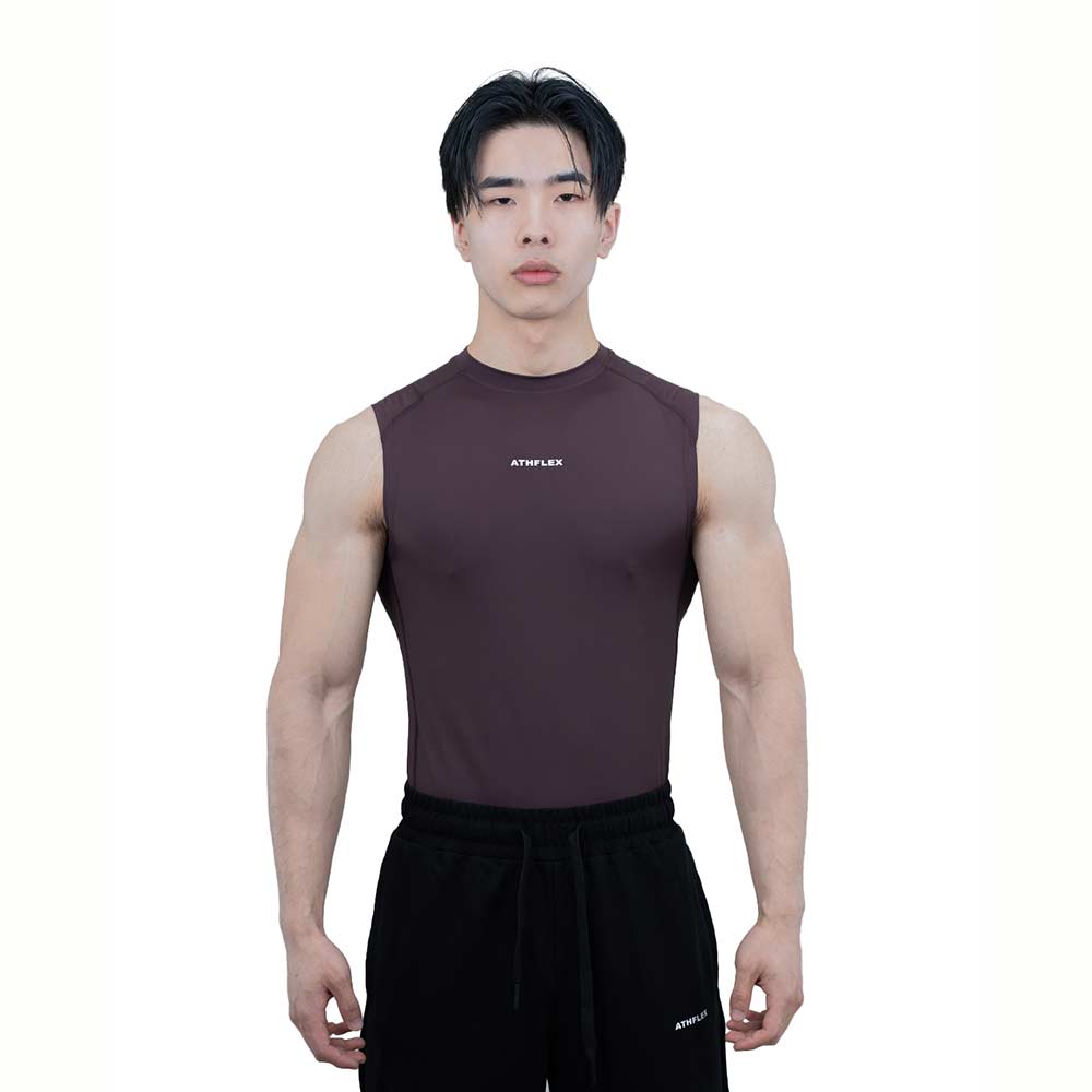 1 - Athflex Men's Sleeveless Ace Compression Tank,  XXL  Aubergine 