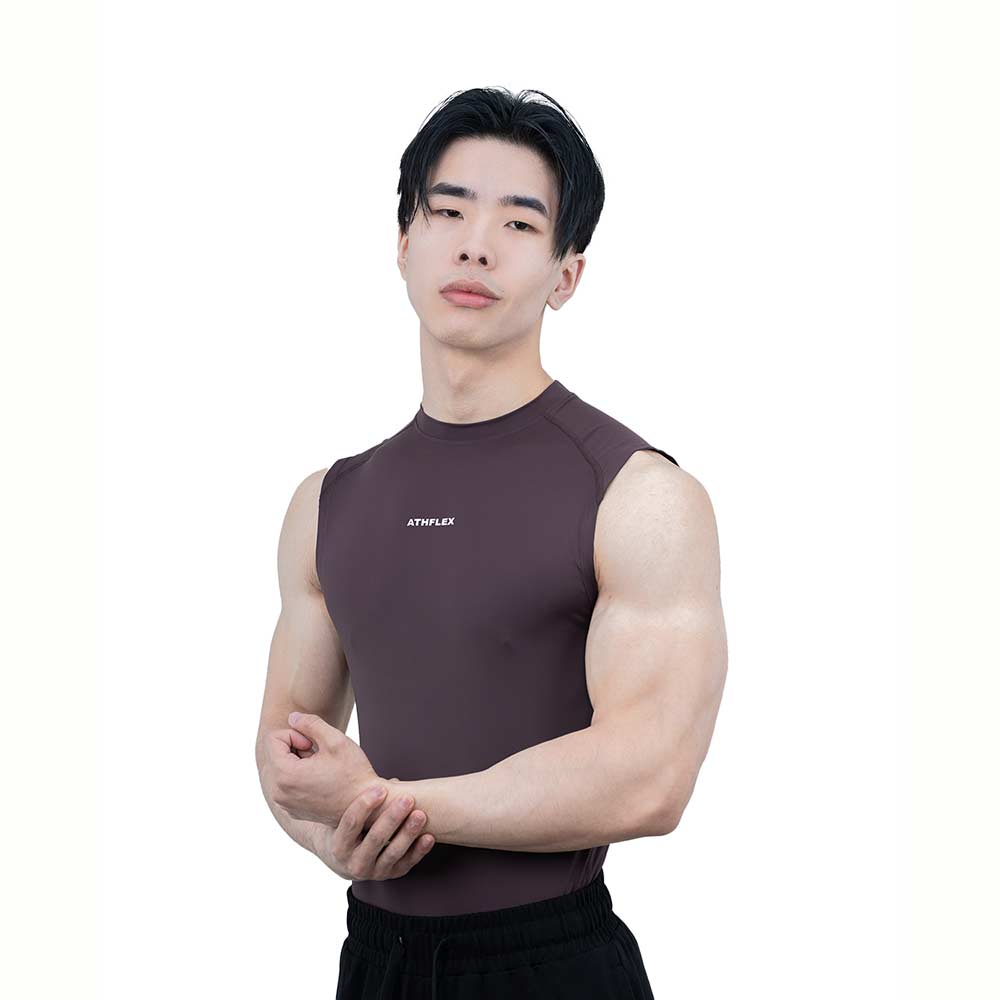 2 - Athflex Men's Sleeveless Ace Compression Tank,  XXL  Aubergine 