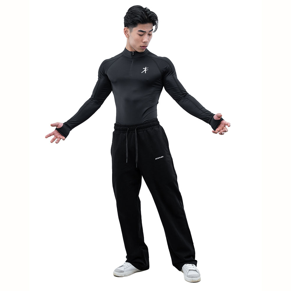 8 - Athflex Men's Compression Fit Hustle Highneck Pullover,  Black  Large 