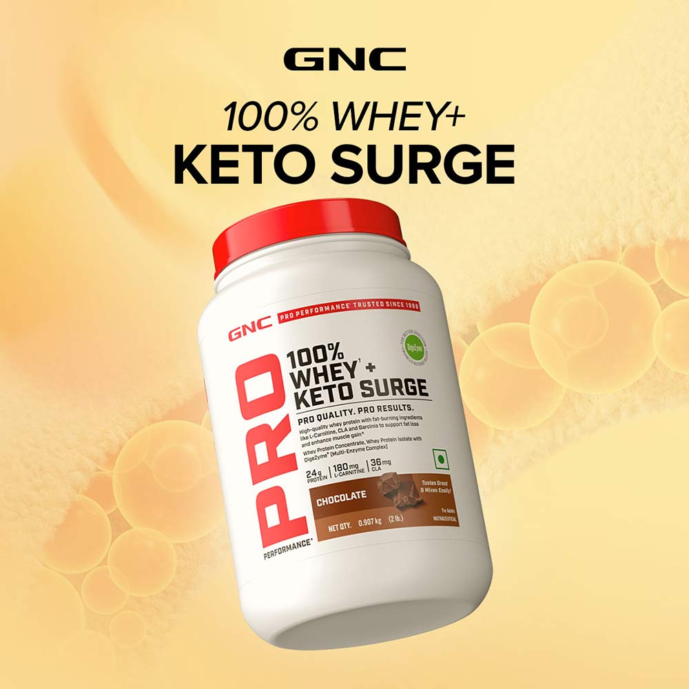 4 - GNC Pro Performance 100% Whey + Keto Surge,  4 lb  Chocolate 