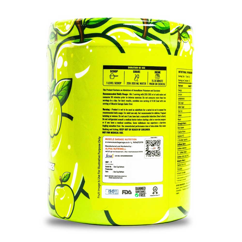 2 - Muscle Garage R-50 GOAT Pre-Workout,  0.77 lb  Green Apple 