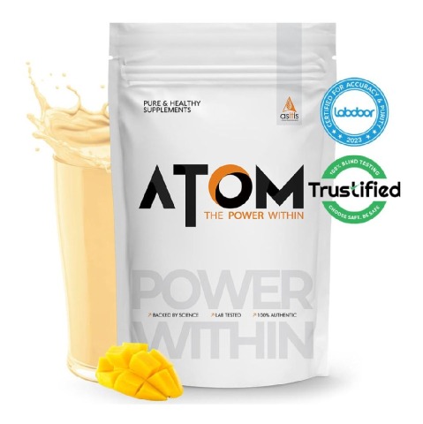 1 - AS-IT-IS Nutrition ATOM Whey Protein with Enzymes,  4.4 lb  Mango Fusion 