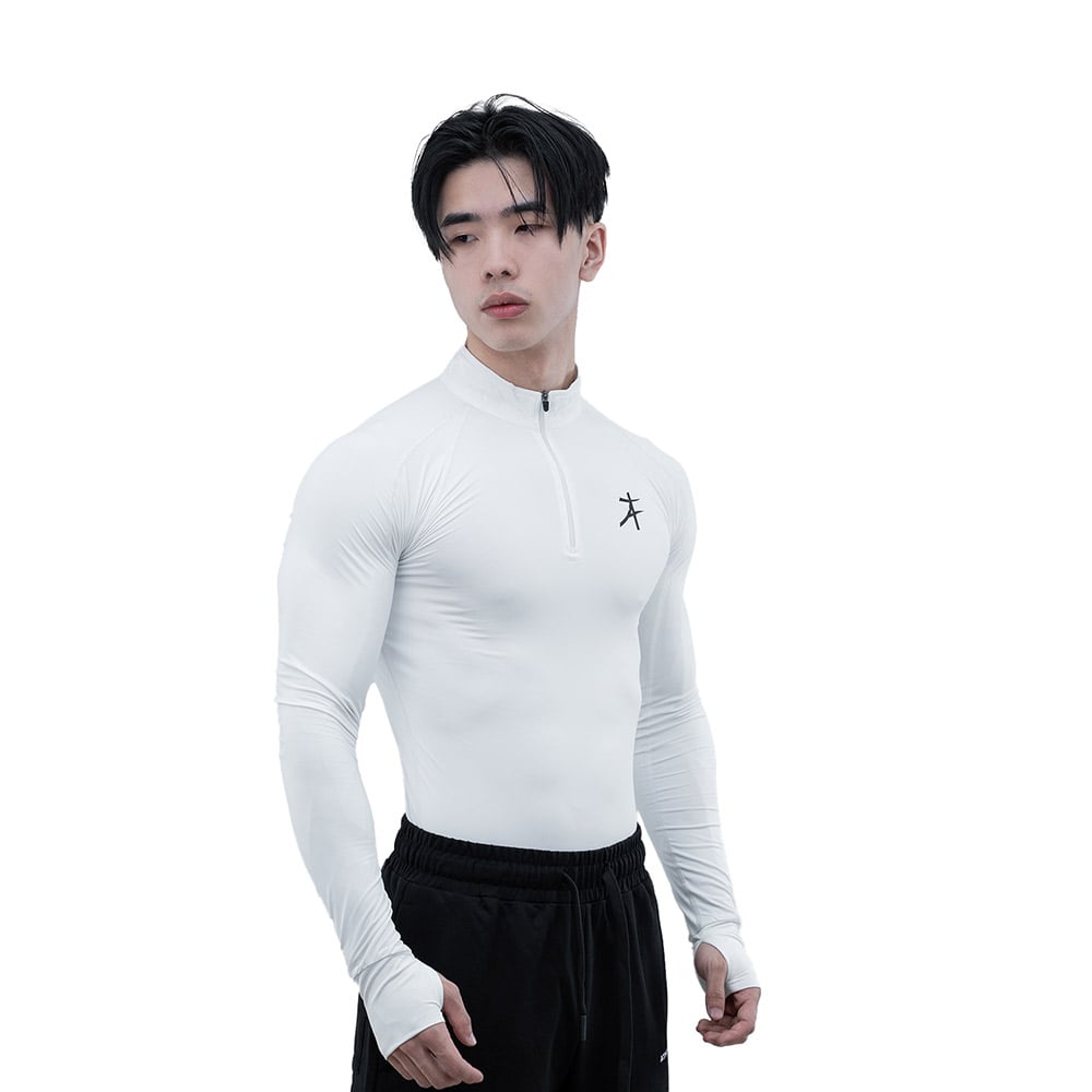 2 - Athflex Men's Compression Fit Hustle Highneck Pullover,  White  XL 