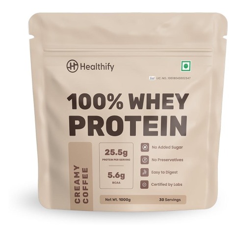 1 - HealthifyMe 100% Whey Protein,  2.2 lb  Creamy Coffee 