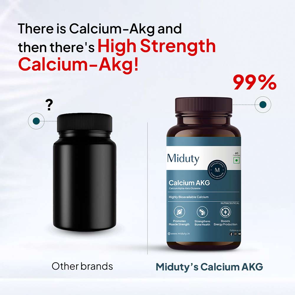 12 - Miduty Calcium Alpha-KetoGlutarate (Ca-AKG),  60 capsules  Unflavoured 