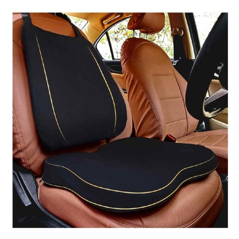 1 - betterhood Car Backrest & Seat Cushion Combo,  Black  for Lumbar Support 
