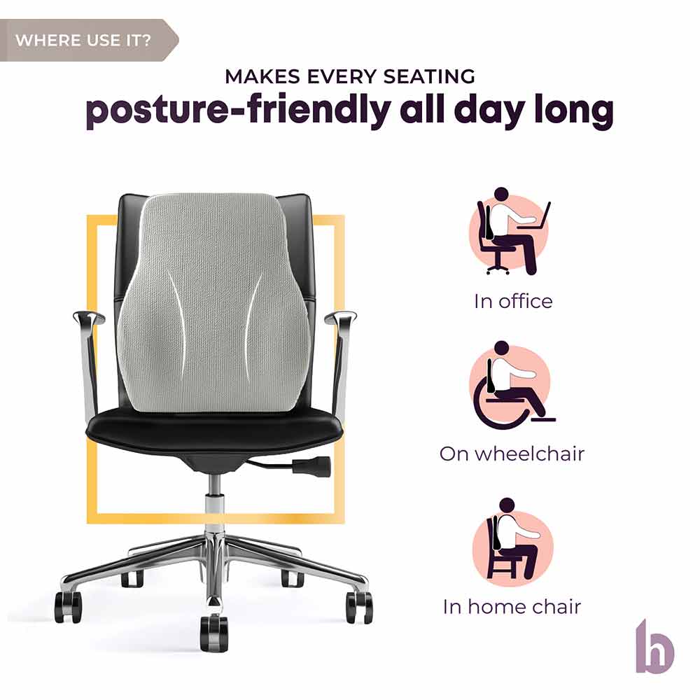 4 - betterhood Back Support Cushion,  Grey  for Chair 