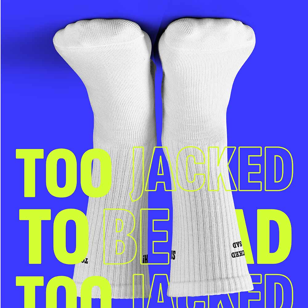 3 - Smash Socks,  White - Sock it Up  Crew Length 