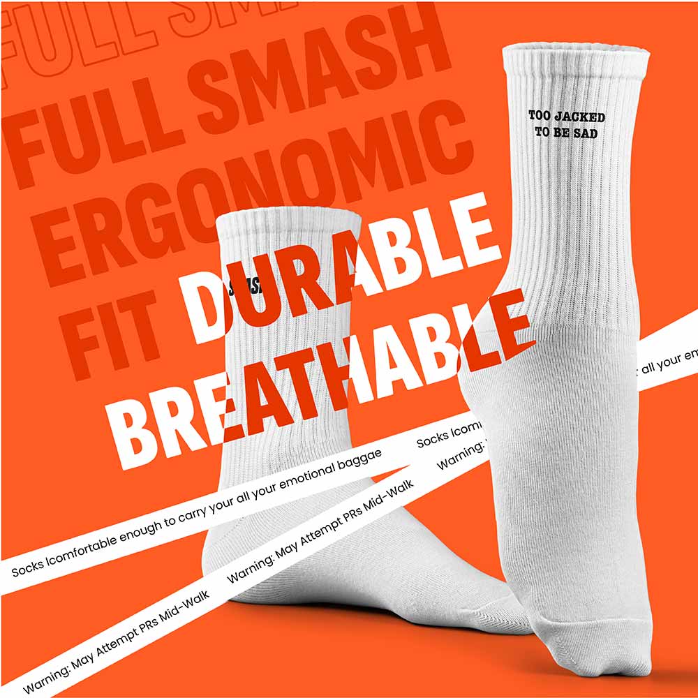 1 - Smash Socks,  White - Sock it Up  Crew Length 