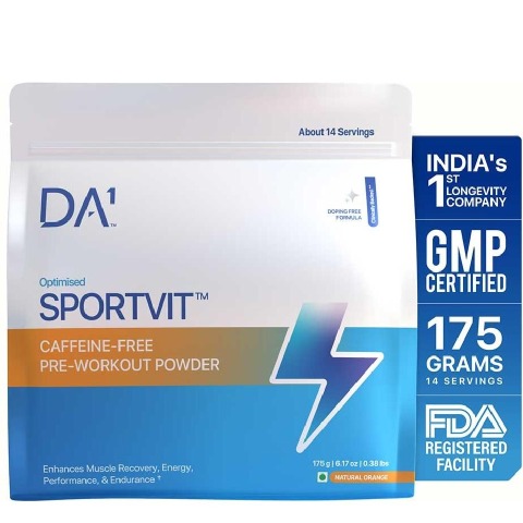 1 - Decode Age Optimised SportVit Caffeine Free Pre-Workout Powder,  0.38 lb  Natural Orange 