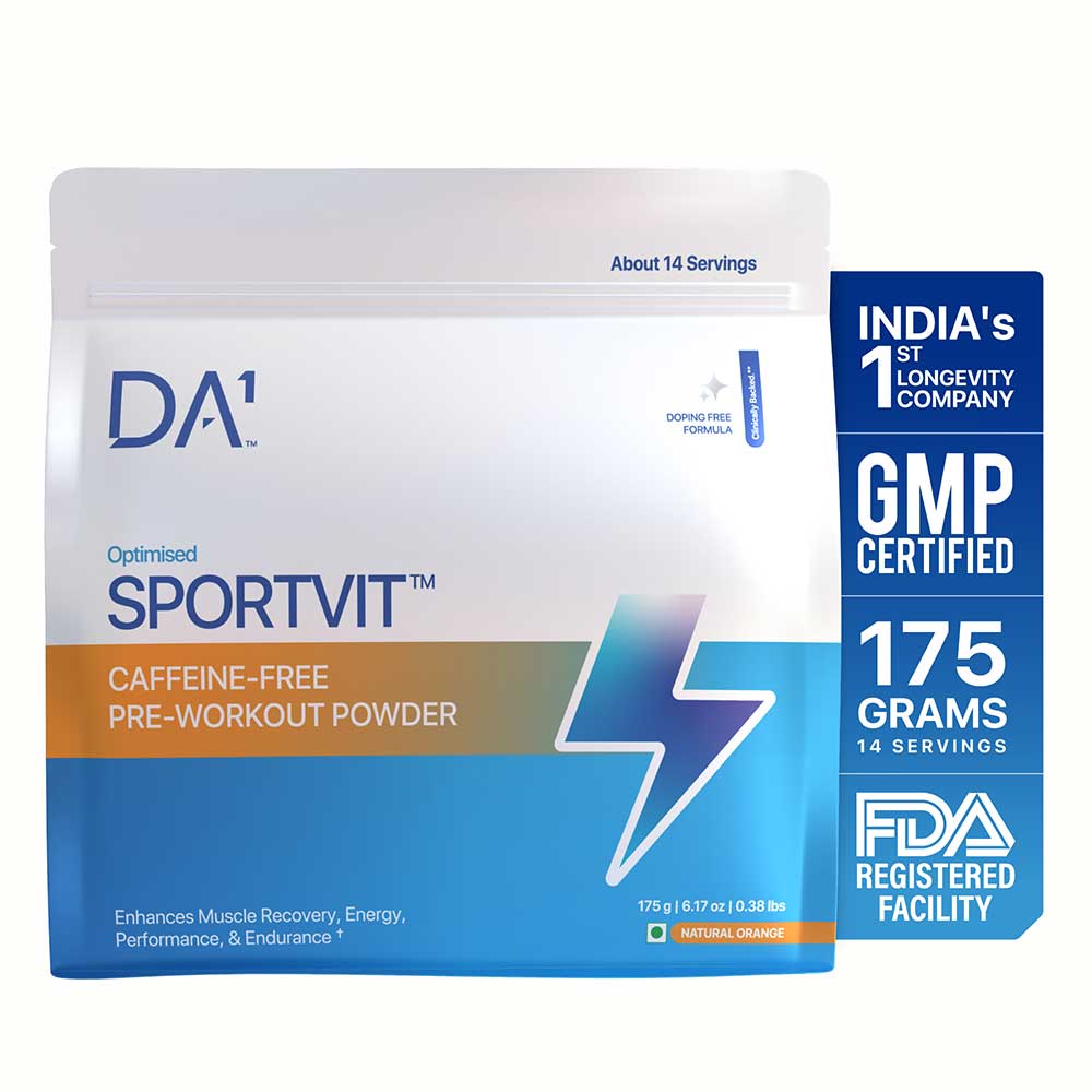 1 - Decode Age Optimised SportVit Caffeine Free Pre-Workout Powder,  0.38 lb  Natural Orange 