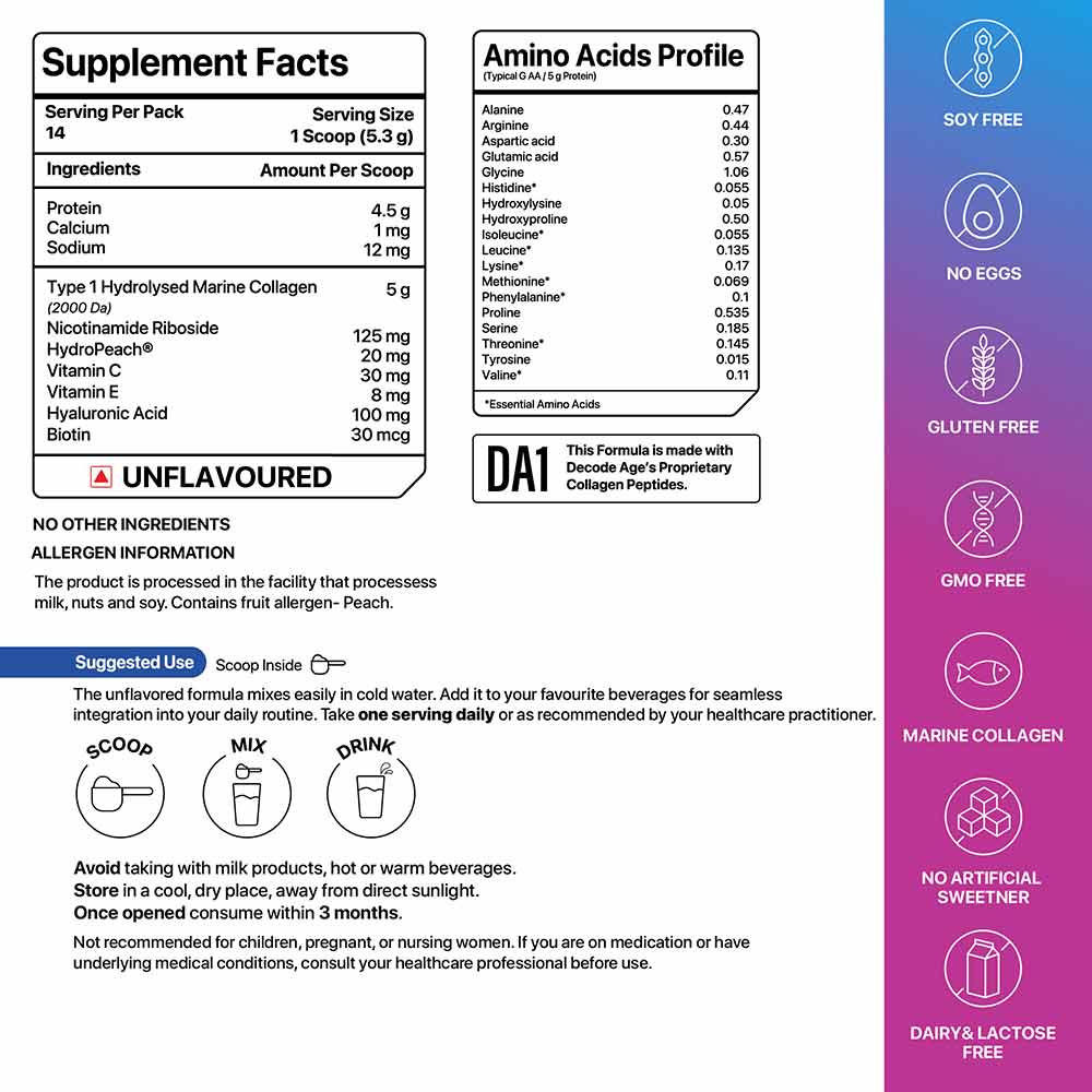 9 - Decode Age OptiAge Collagen Peptide,  75 g  Unflavoured 