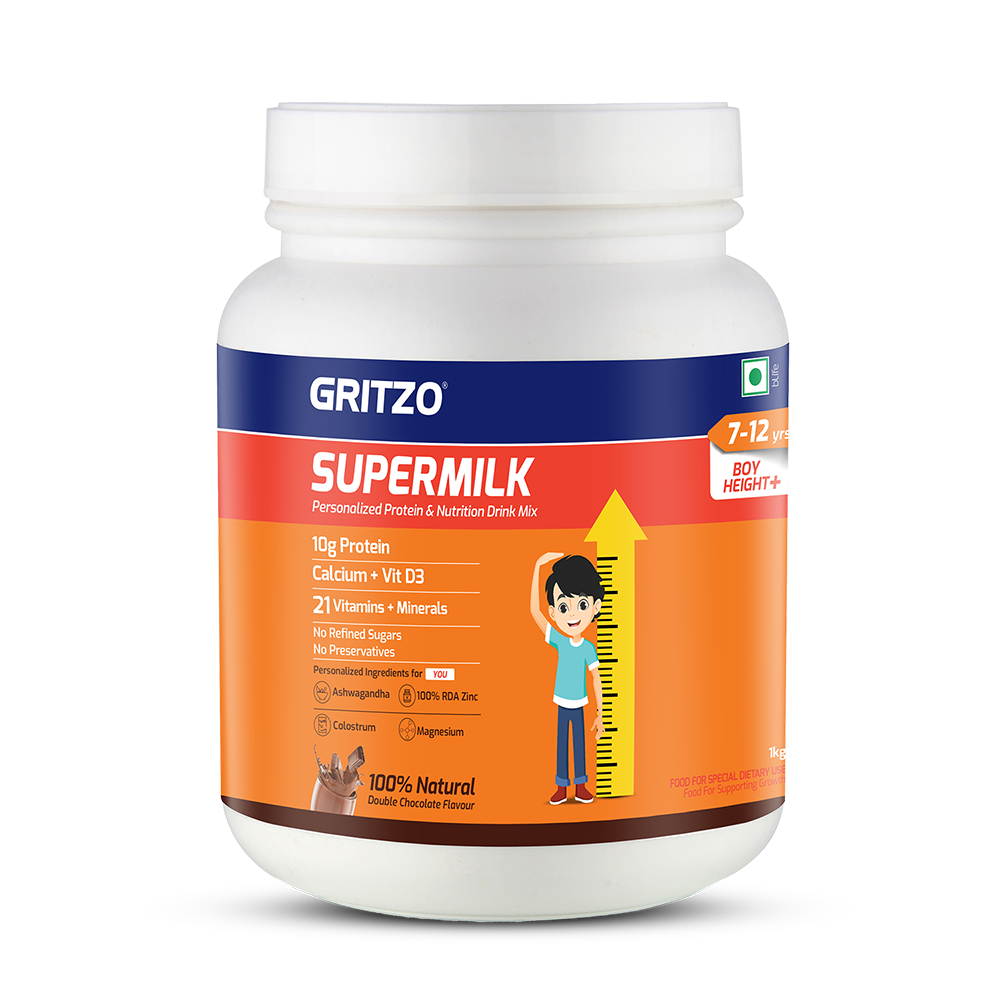Supermilk Height+ for Boy 7 to 12 years,  1 kg  Double Chocolate  7-12 Yrs  Boy  Height+ 
