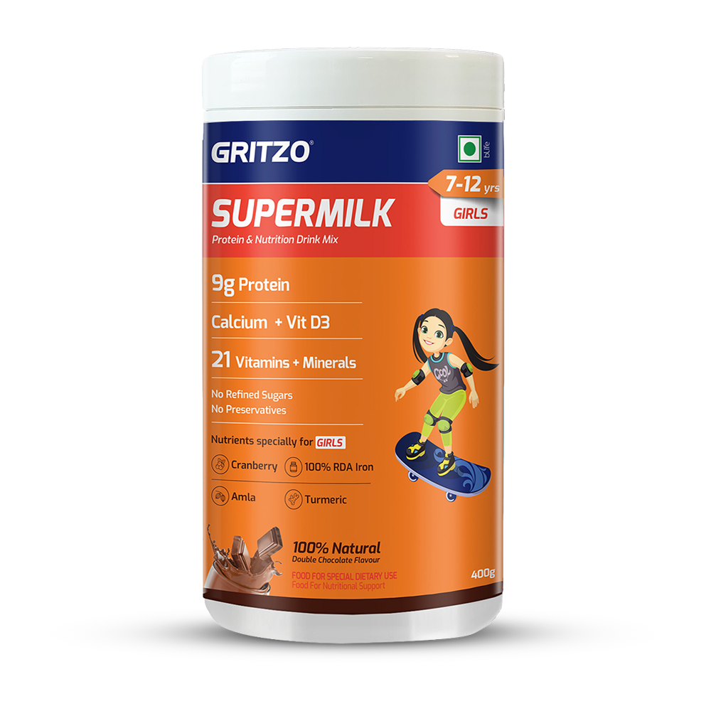 Supermilk Overall Growth for Girl 7 to 12 years,  400 g  Double Chocolate  7-12 Yrs  Girl  Overall Growth 