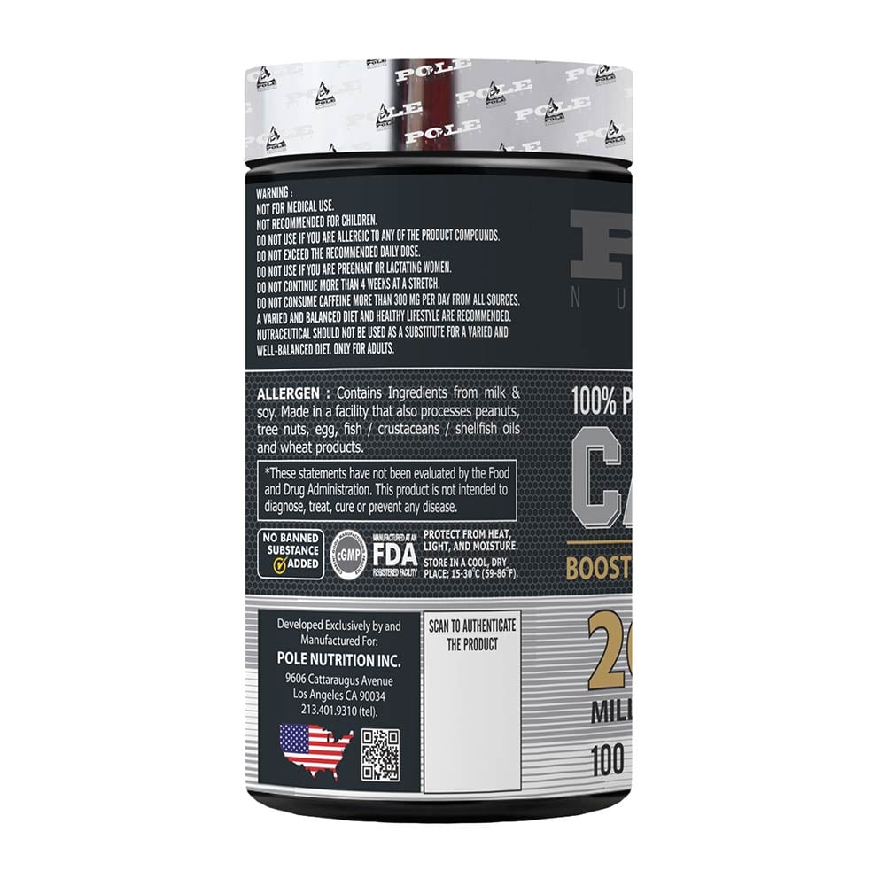 2 - Pole Nutrition Caffeine 200mg,  100 capsules  Unflavoured 