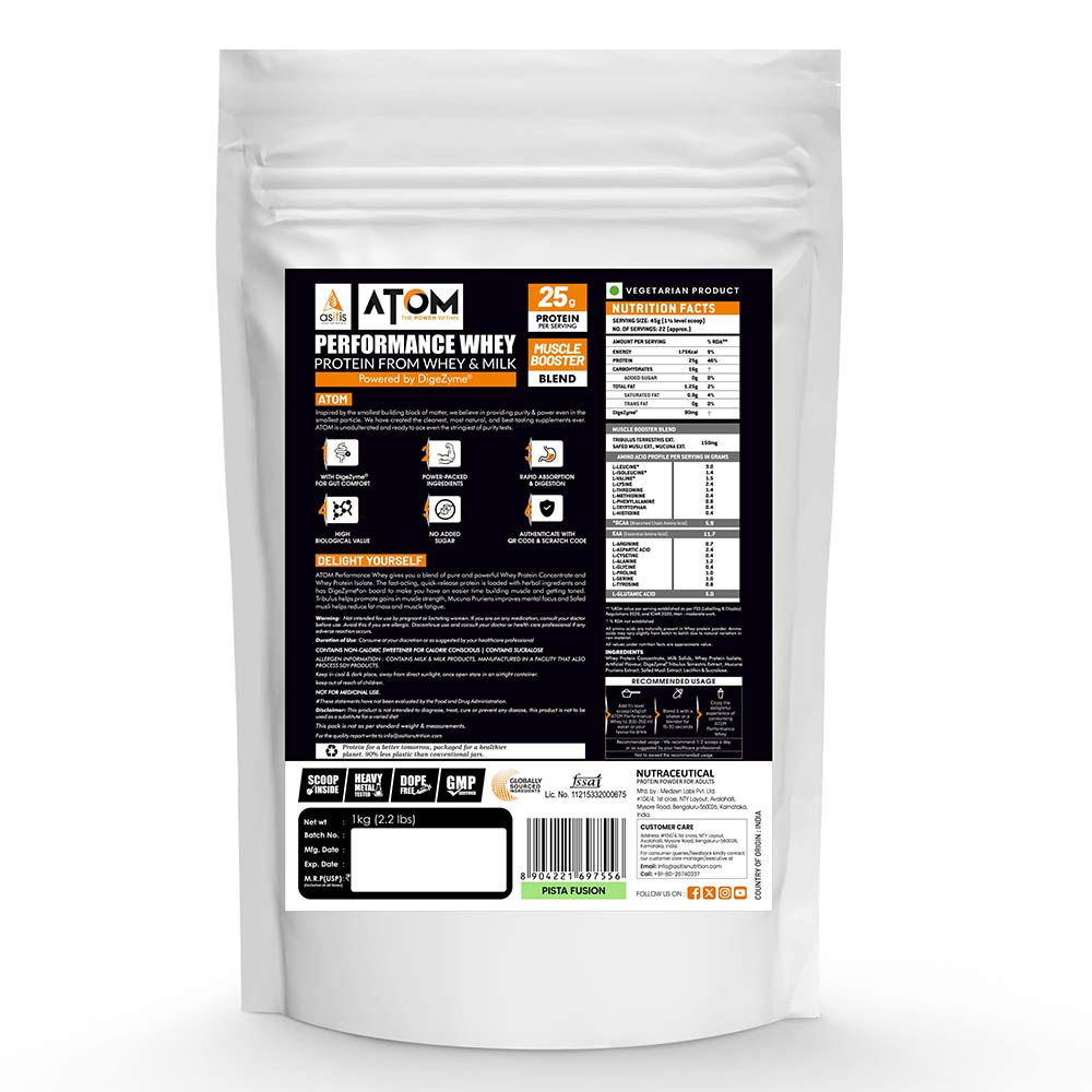 1 - AS-IT-IS Nutrition ATOM Performance Whey,  2.2 lb  Pista Fusion 